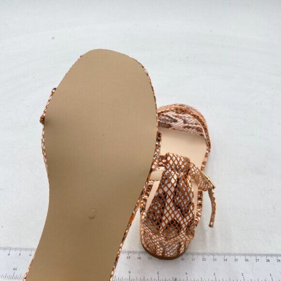 XYD Orange Snakeskin Open Toe Ankle Strap Buckled Low Chunky Heel Sandal - Picture 6 of 8